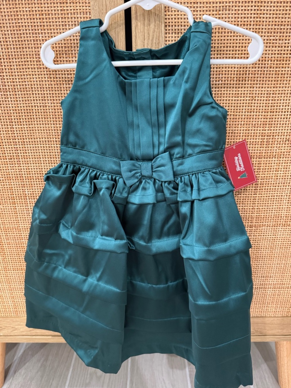 Gymboree Teal Green Satin Bow-Front Formal Dress